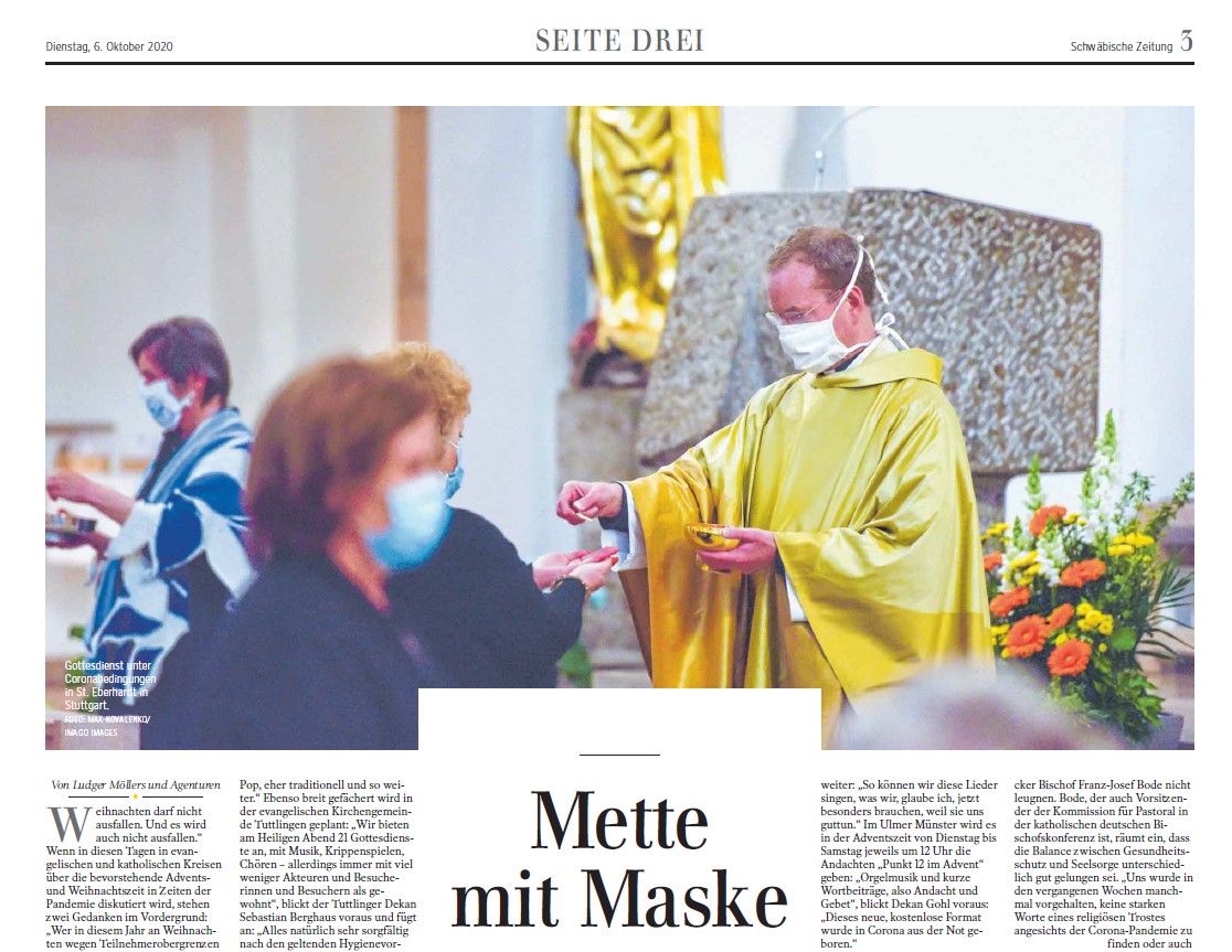 Screenshot der Schwäbischen Zeitung.