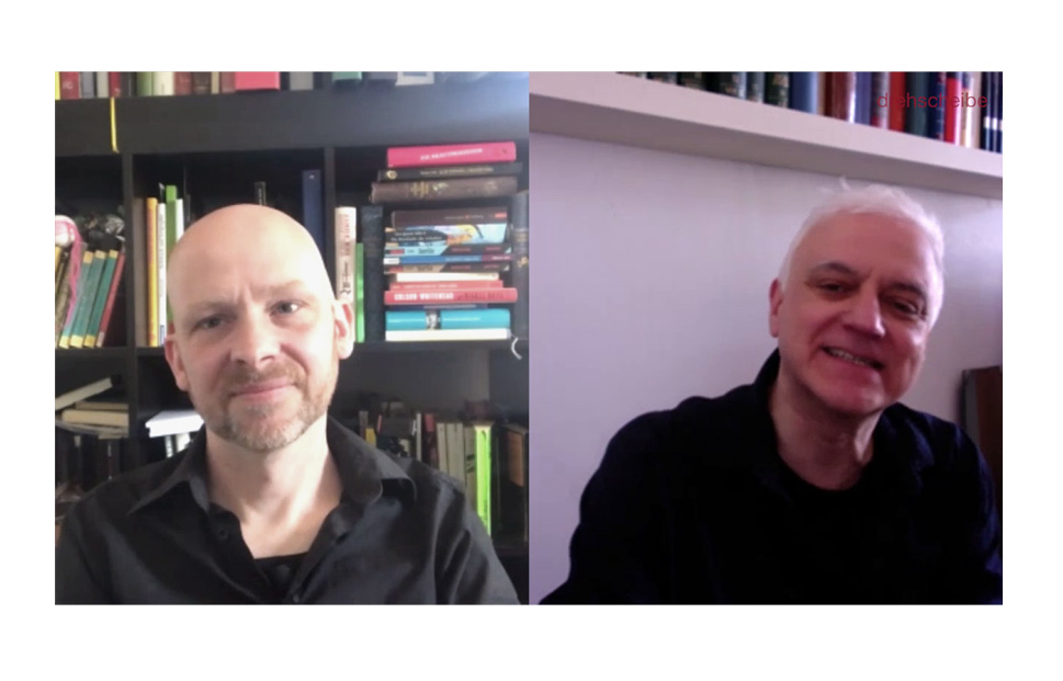 Jonas Bleeser (li.) und Stefan Wirner im Skype-Gespräch