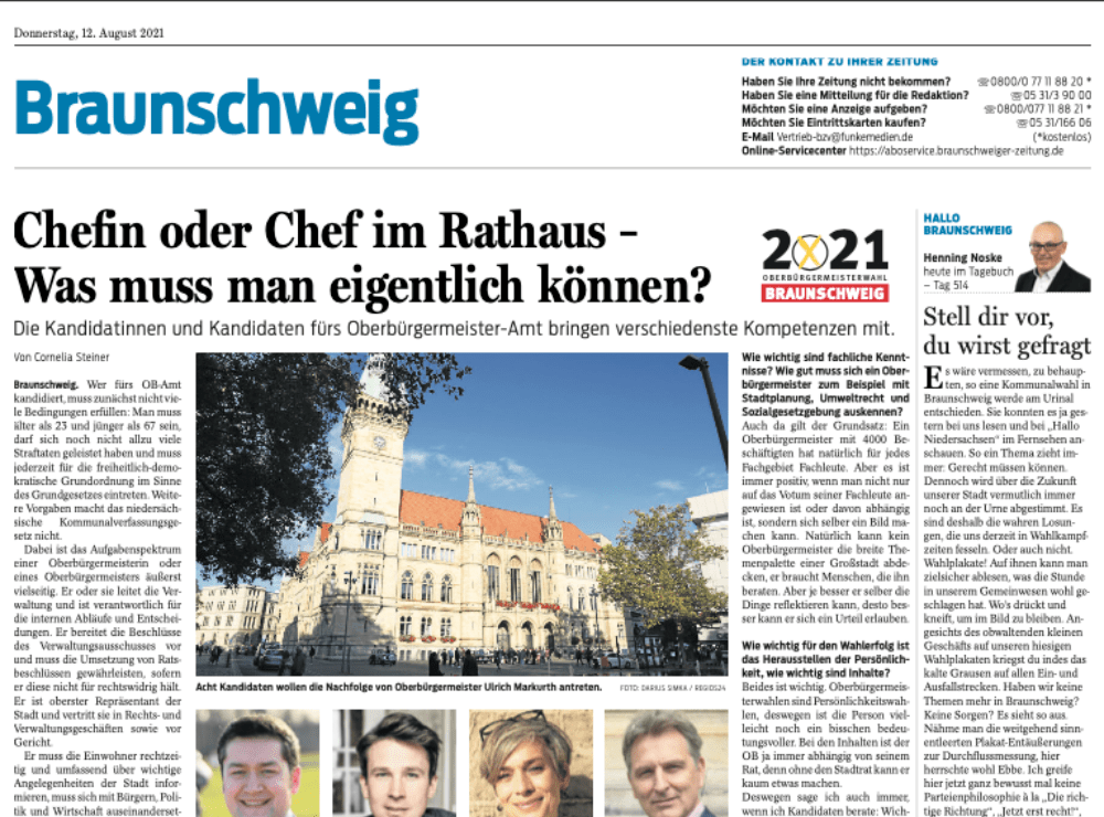 Zeitungsseite in der Braunschweiger Zeitung.