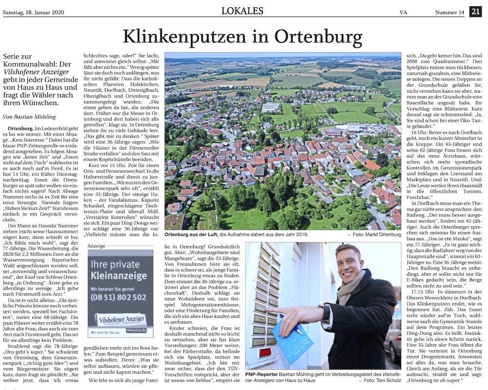 Ausschnitt der Zeitungsseite der Passauer Neuen Presse.