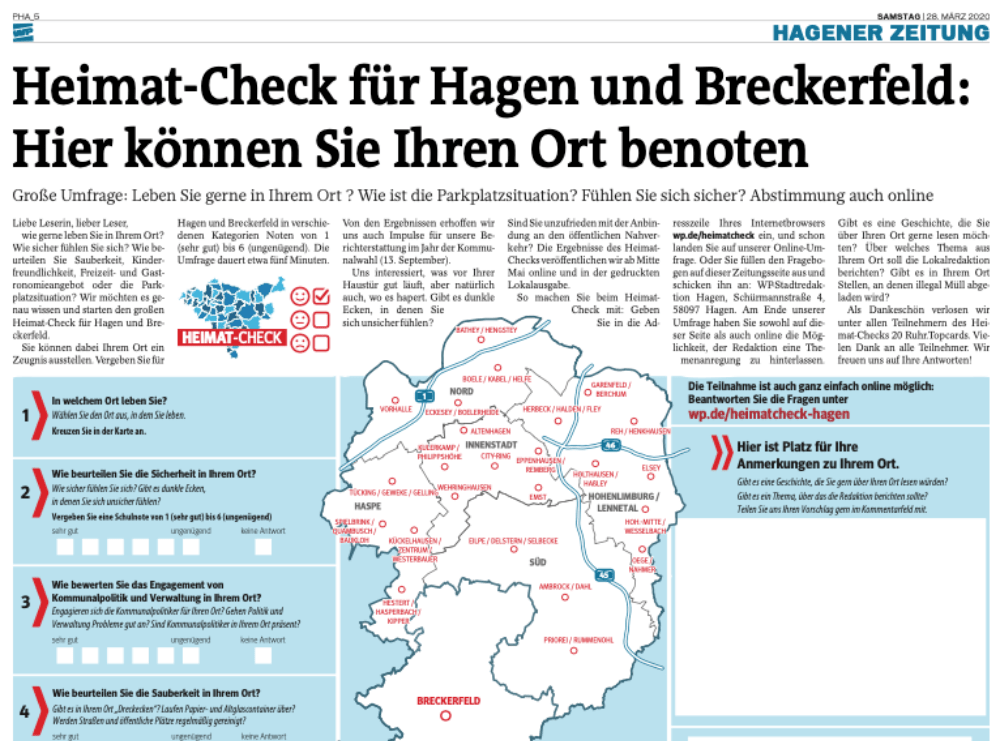 Ausschnit der Zeitungsseite der Westfalenpost.