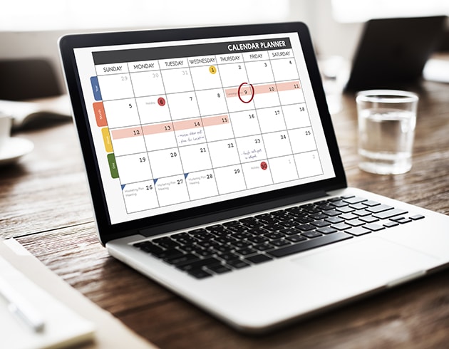 Kalender auf Laptop