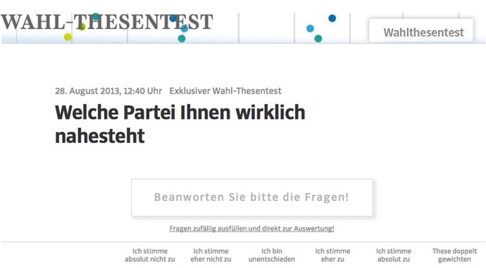 Süddeutsche Zeitung, Wahlthesentest