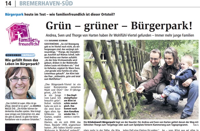 Ausschnitt der Nordsee-Zeitung