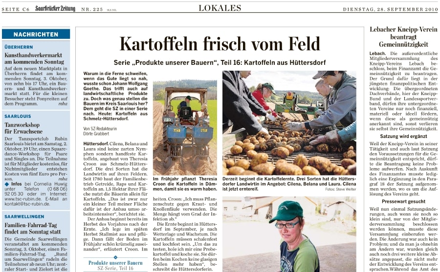 Ausschnitt der Saarbrücker Zeitung