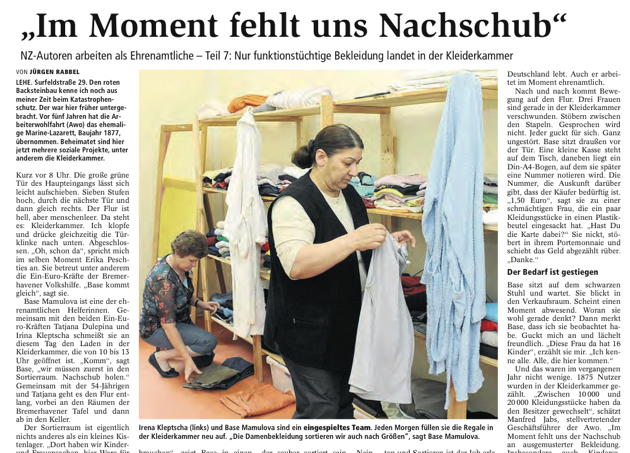 Ausschnitt der Nordsee-Zeitung