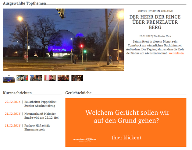 Screenshot der Webseite