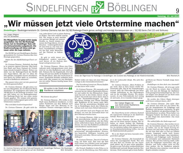 Ausschnitt der Sindelfinger/Böblinger Zeitung