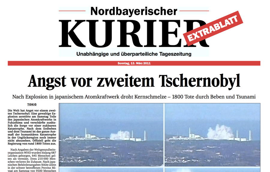 Ausschnitt des Extrablatts vom Nordbayerischen Kurier