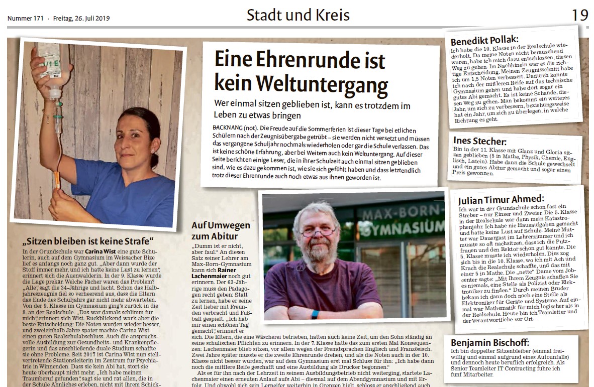 Screenshot der Backnanger Zeitung.
