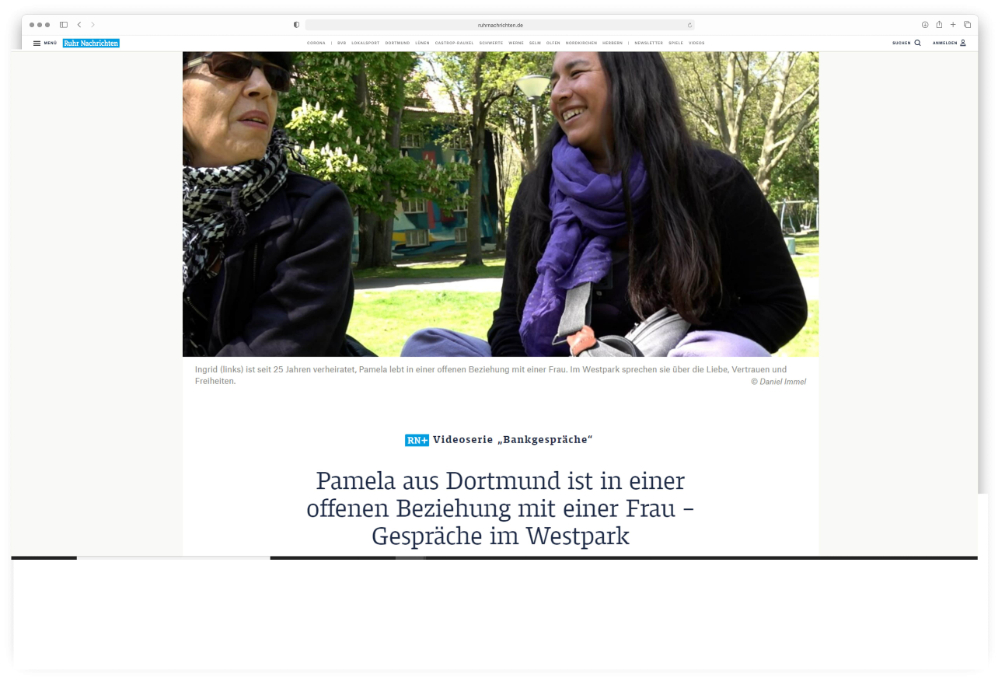 Für die Ruhr Nachrichten sprach Daniel Immel mit jungen Menschen über offene Beziehungen und mehr. (Foto: Screenshot von Ruhrnachrichten.de)