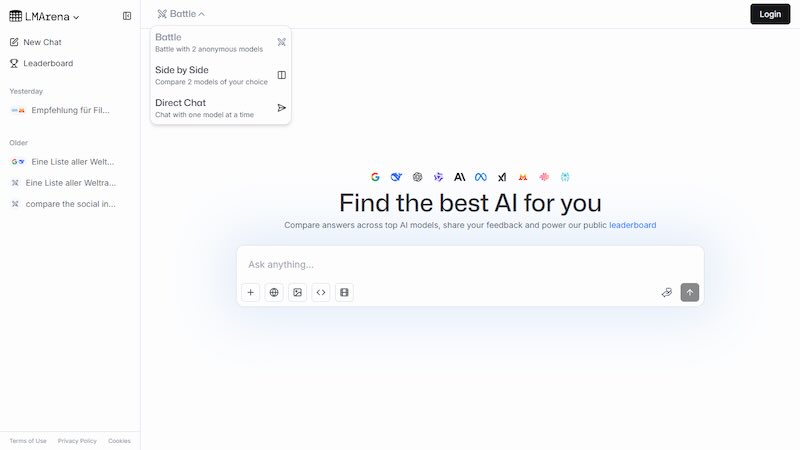 LMArena: Start und Side-by-Side-Modus