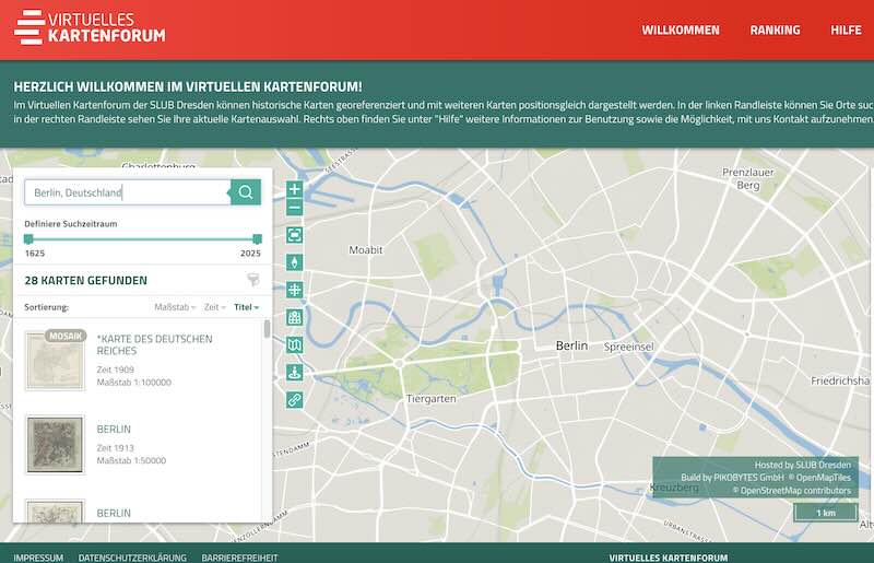 Berlin im virtuellen Kartenforum der SLUB (Screenshot SLUB)