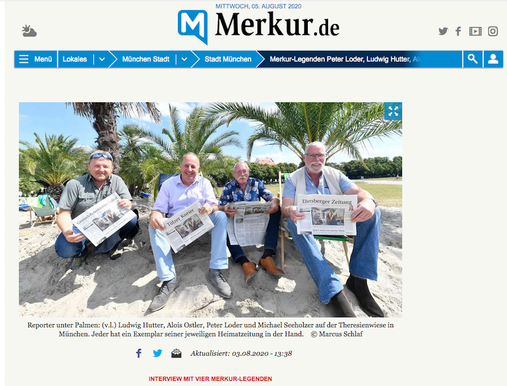 Ludwig Hutter (von links), Alois Ostler, Peter Loder und Michael Seeholzer auf der Theresienwiese in München. (Screenshot: merkur.de)