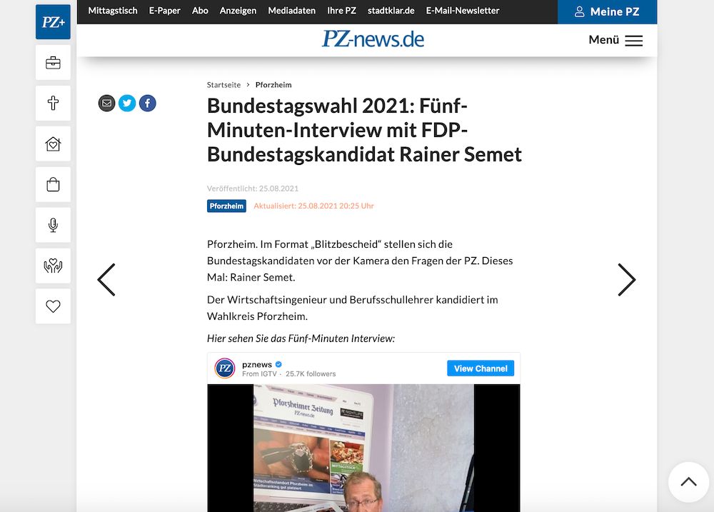 Foto: Screenshot Pforzheimer Zeitung