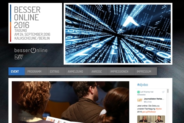 Screenshot der Internetseite zur Fachtagung