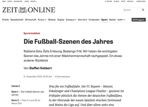 Screenshot von Zeit Online