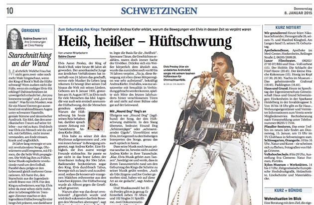 Aussschnitt der Schwetzinger Zeitung