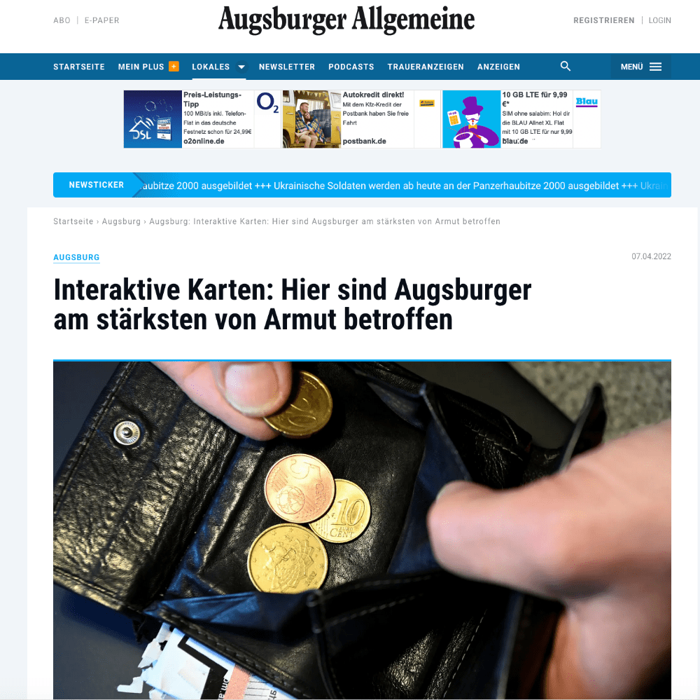 Screenshot der Augsburger Allgemeinen