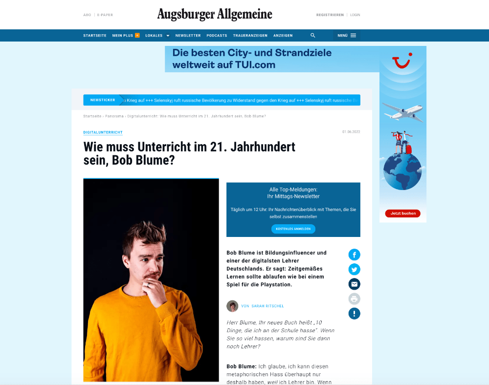 Screenshot der Augsburger Allgemeinen
