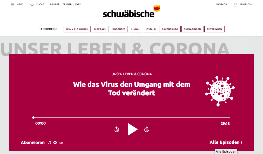„Unser Leben und Corona“ ist ein Podcast der Schwäbischen Zeitung.
