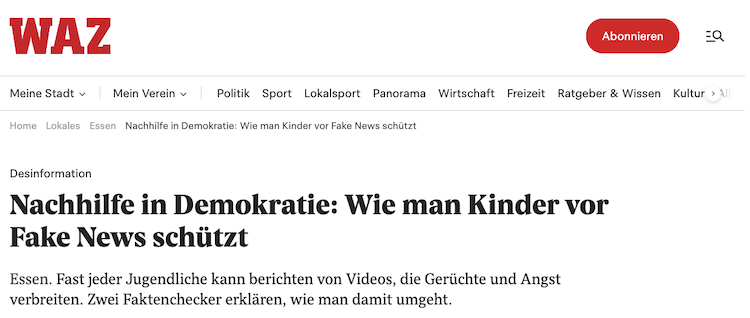 Die WAZ fragt Faktenchecker danach, wie man Kinder vor Falschmeldungen in Videos schützen kann.
