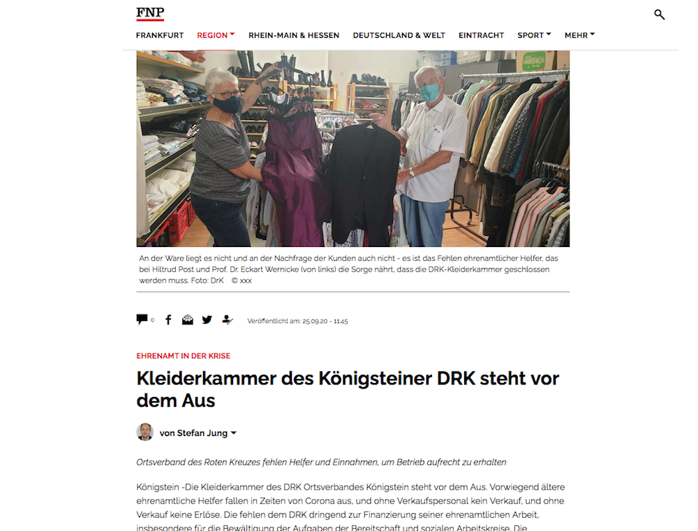 Screenshot der Internetseite der Frankfurter Neuen Presse.