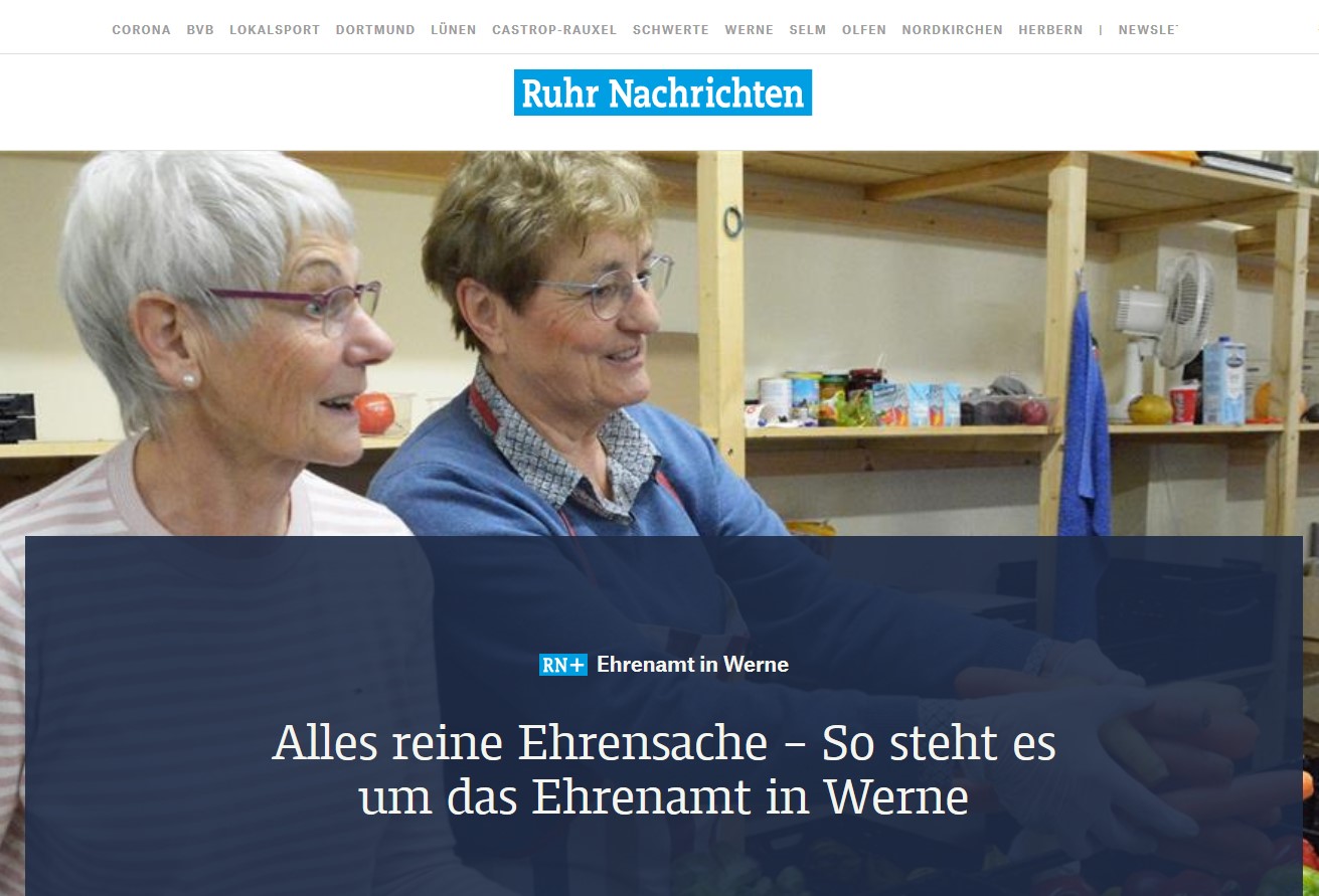 Screenshot der Ruhr Nachrichten.