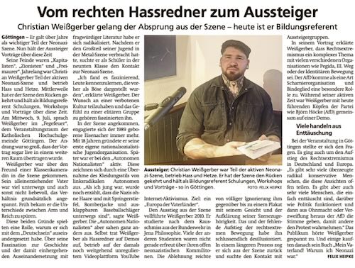Ein ehemaliger Neonazis klärt heute über die rechtsextreme Szene auf, die HNA berichtet darüber. (Bild: HNA)