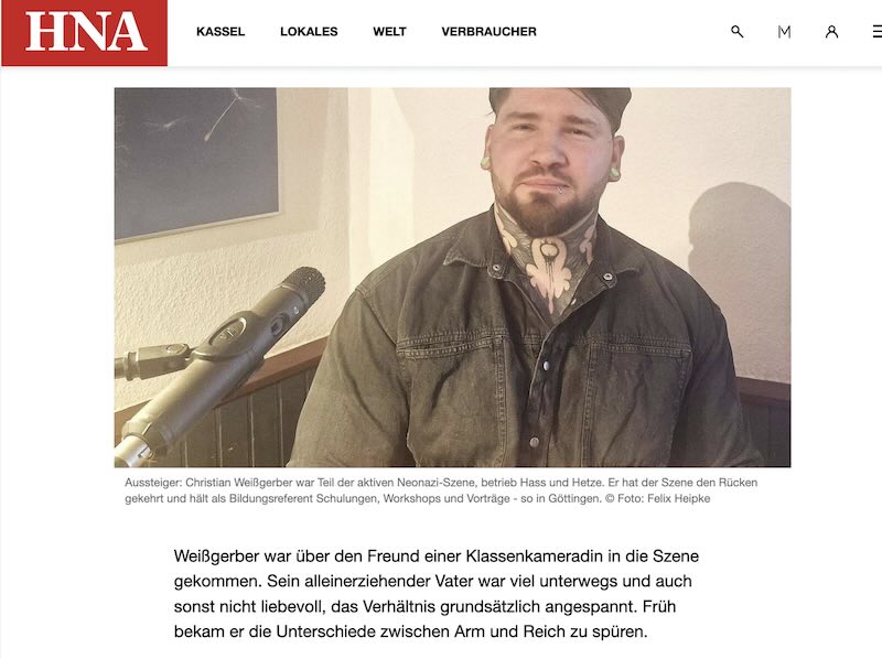 Ein Ex-Neo-Nazi klärt heute über die rechtsextreme Szene auf, die HNA berichtet darüber.