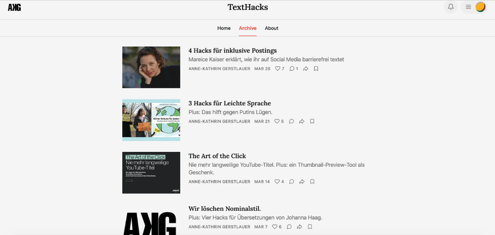 Screenshot der TextHacks-Website.