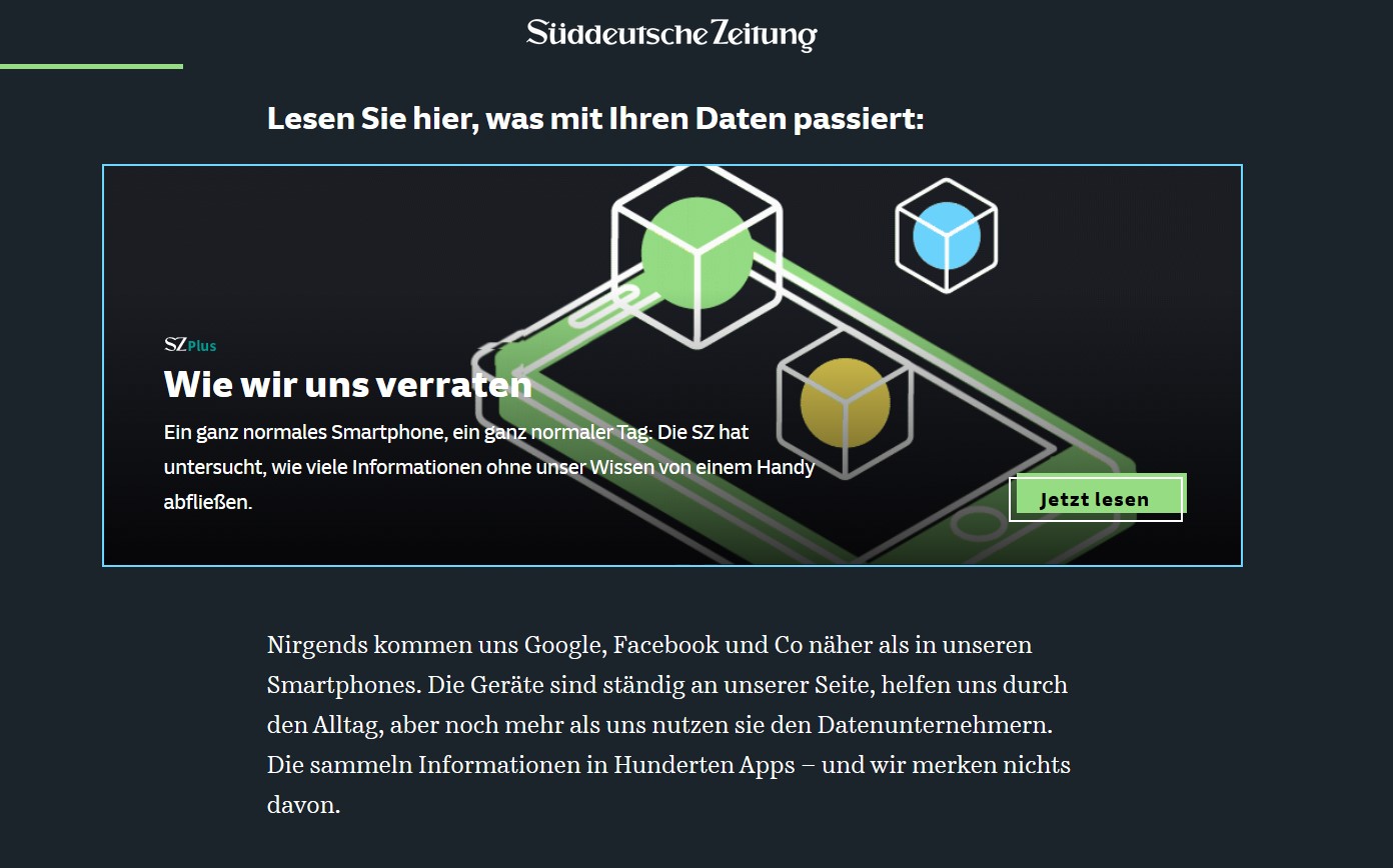 Screenshot von www.sz.de