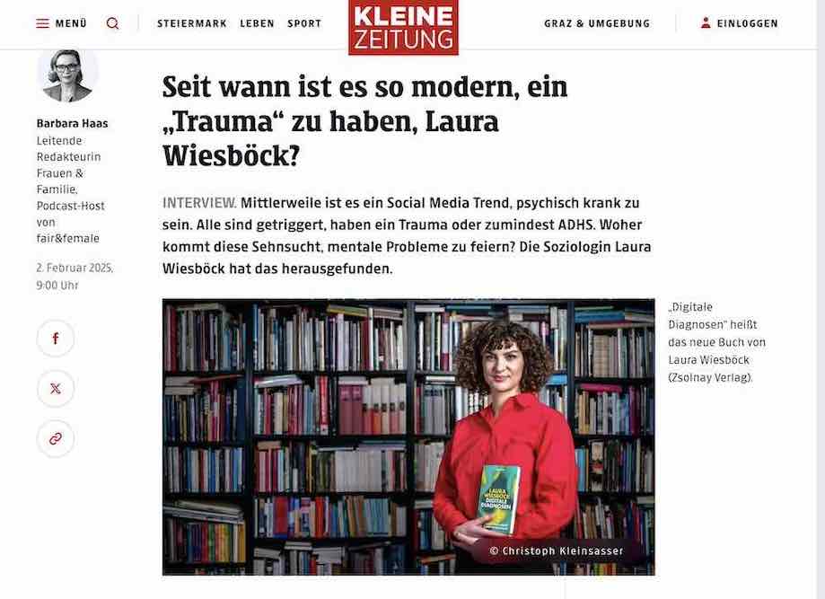 Warum Begriffe aus der Psychologie mittlerweile verwässern, greift die Kleine Zeitung in einem Podcast auf (Screenshot der Kleinen Zeitung).