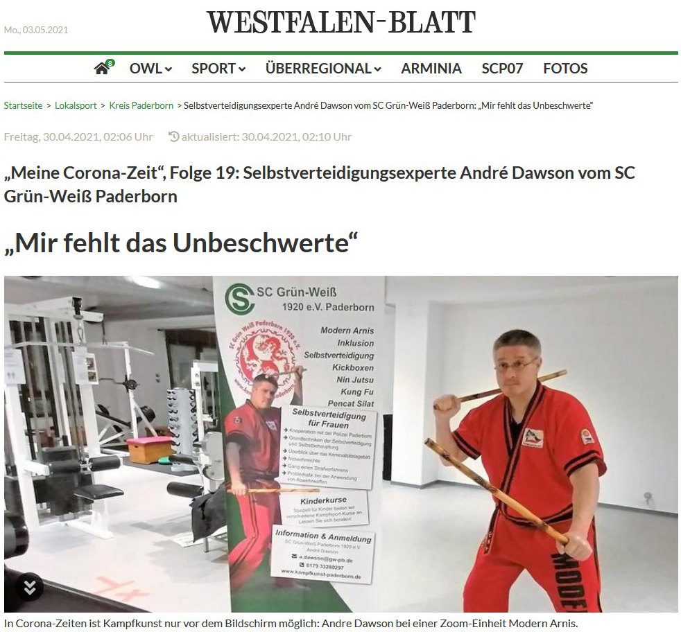 Screenshot des Westfalen-Blatts.