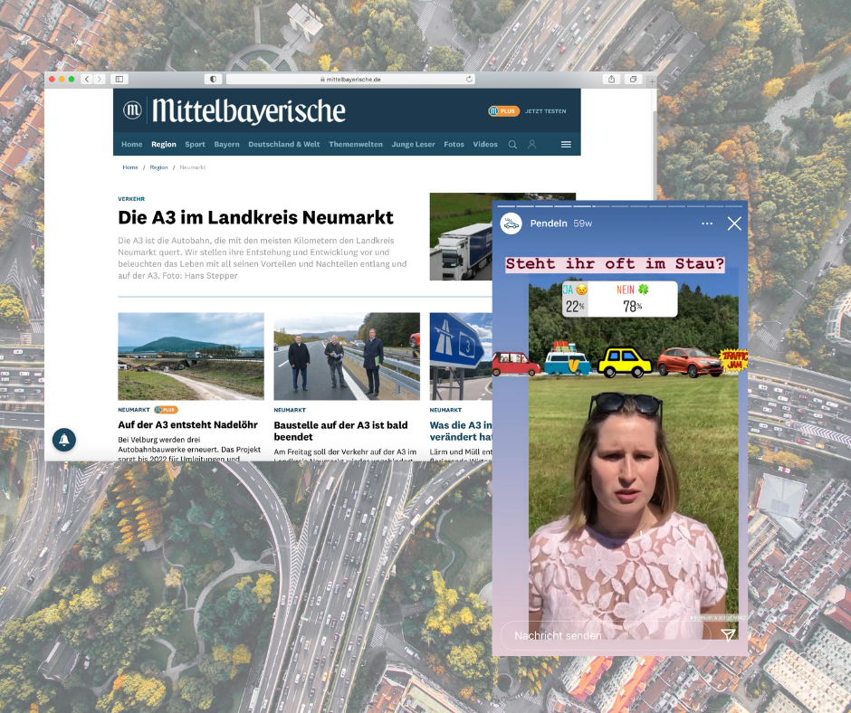In der Serie über die A3 im Neumarkter Tagblatt geht es um Pendler, Müll oder Lärm. (Screenshot @neumarktertagblatt und Mittelbayerische.de)