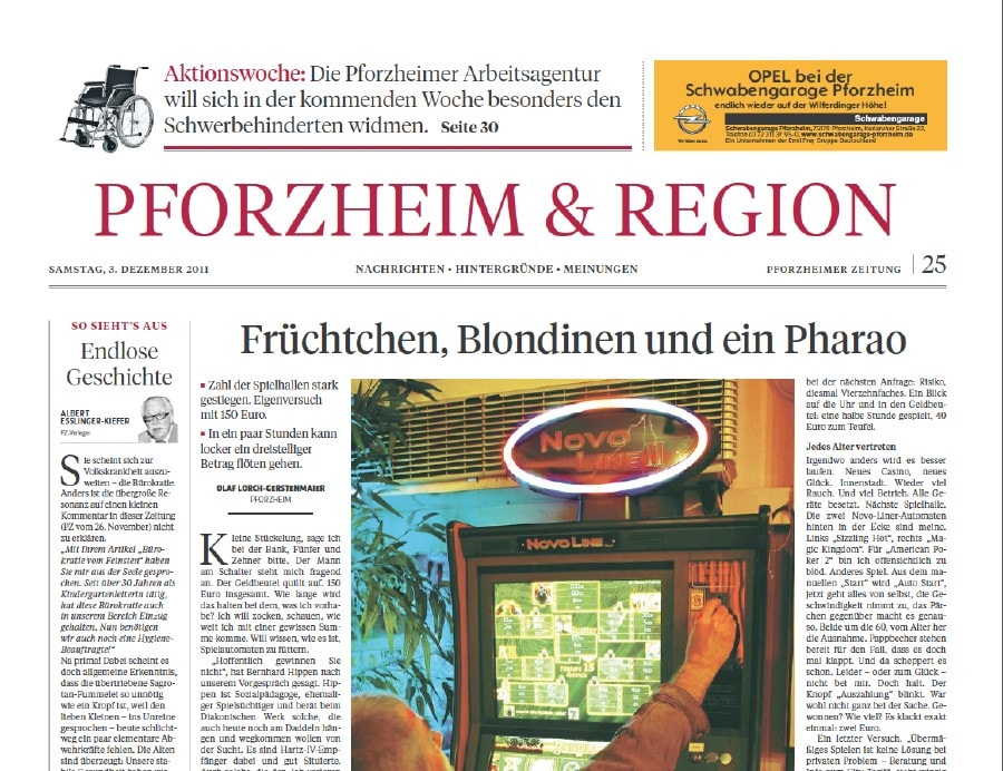 Ausschnitt aus der Pforzheimer Zeitung