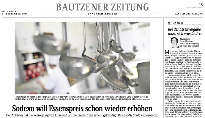 Ausschnitt der Sächsischen Zeitung