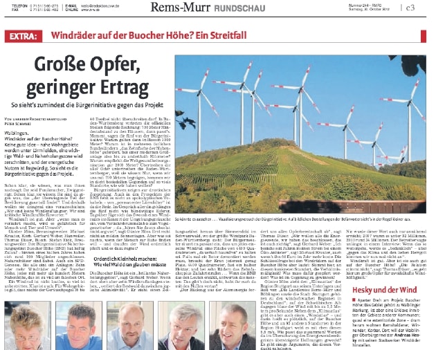 Ausschnitt der Waiblinger Kreiszeitung