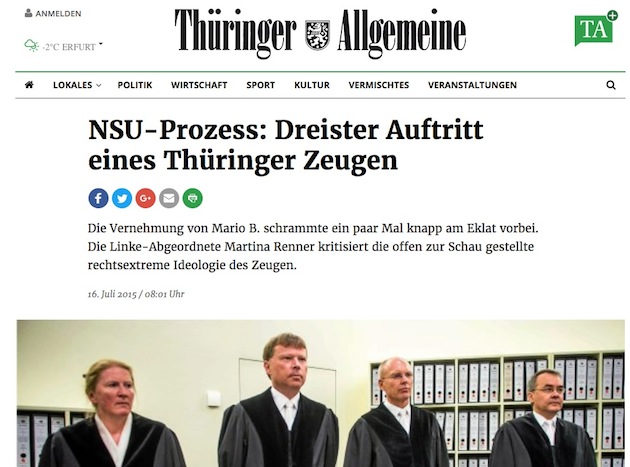 Screenshot eines Berichts der Thüringer Allgemeinen