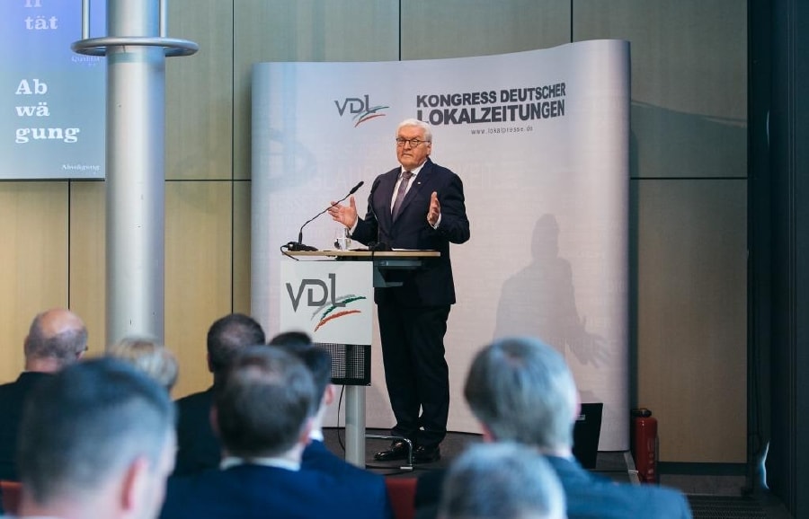 Bundespräsident Steinmeier bei seiner Rede auf dem Kongress Deutscher Lokalzeitungen