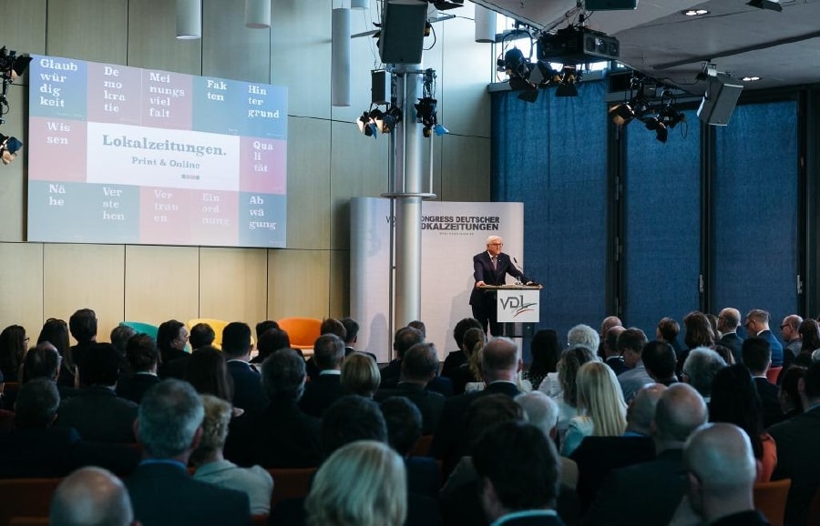 Bundespräsident Steinmeier bei seiner Rede auf dem Kongress Deutscher Lokalzeitungen