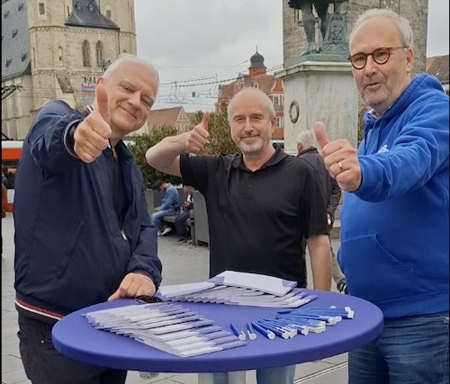 Von links nach rechts: Stefan Wirner (drehscheibe), Dirk Skrzypczak (Lokalchef Mitteldeutsche Zeitung), Marc Rath (Chefredakteur Mitteldeutsche Zeitung und Volksstimme)